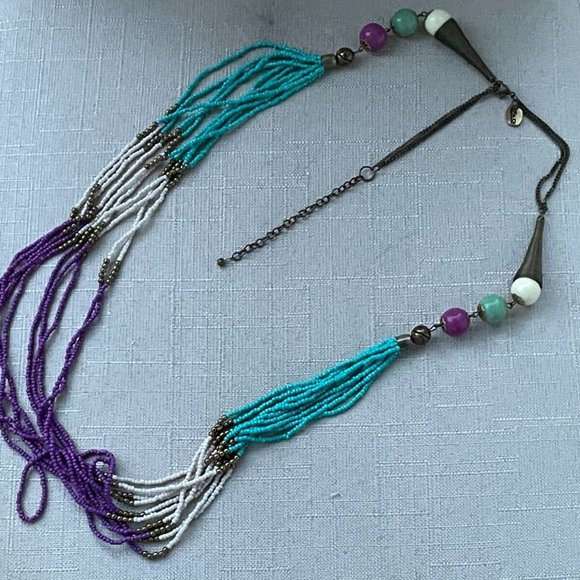 Vintage ZAD Women Necklace Statement Multi Color Beads Long Necklace Jewelry - Picture 3 of 7